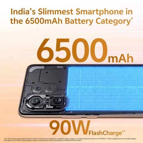 vivo V60 5G (8GB RAM, 256GB Storage) | Snapdragon 7 Gen 4 | 6500mAh Battery | IP68 & IP69 Rating | Auspicious Gold 3 vivo V60 5G (8GB RAM, 256GB Storage) | Snapdragon 7 Gen 4 | 6500mAh Battery | IP68 & IP69 Rating | Auspicious Gold