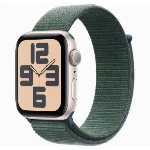 Apple Watch SE GPS 44mm Starlight Aluminium Case with Lake Green Sport Loop