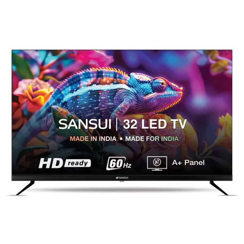 SANSUI 80 cm (32 inch) HD Ready LED TV | A+ Panel | 60 Hz Refresh Rate | HDMI & USB Ports | Slim Bezel-Less Design | Vibrant Colour & Clear Picture (JSY32NSHDF)