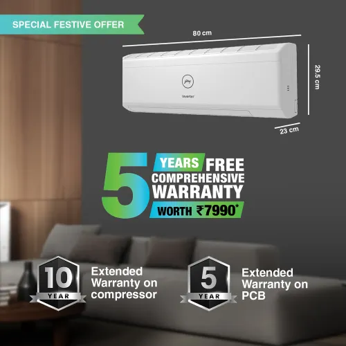 Godrej 1 Ton (5 Star Inverter) Split AC with 5in1 Convert Technology | Anti-Dust Filter | 100 % Copper (SIC 12ITC5 WWR) 5 Godrej 1 Ton (5 Star Inverter) Split AC with 5in1 Convert Technology | Anti-Dust Filter | 100 % Copper (SIC 12ITC5 WWR)