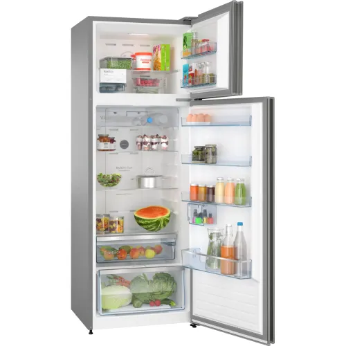 Bosch 368 Litres Frost Free Double Door Refrigerator with freezer at top (CTC39S02NI, Shiney Silver)