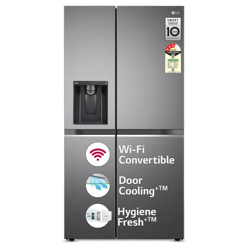 LG 630 Litres Side-by-Side Refrigerator with 3 Star, Wi-Fi âConvertible Water & Ice Dispenser, Smart Inverter Compressor (GL-L257CPZ3, Shiny Steel)