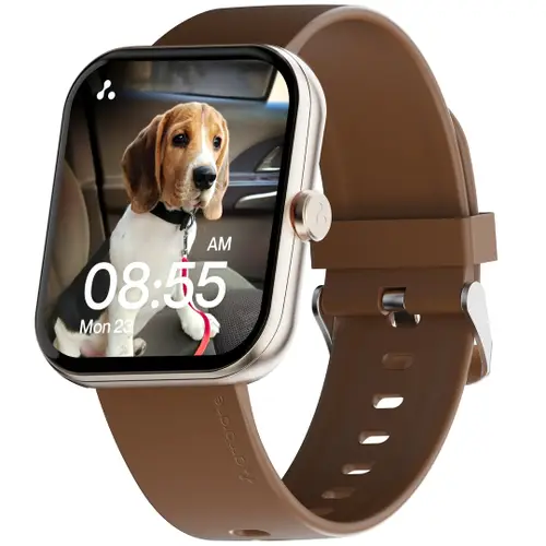 Ambrane Wise EON Max Smart Watch with 2.01 inch Lucid Display, Bluetooth Calling, AI & 100+ Watch Faces, 100+ Sports Modes (Brown)