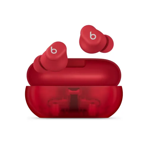 Beats Solo Buds Wireless Bluetooth Earbuds with 18 Hours of Battery Life | Apple & Android Compatibility | Built-in Microphone (Transparent Red)