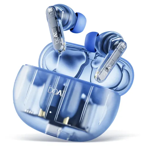 boAt Airdopes 191 ANC Wireless Earbuds with Upto 60 Hours Playback, ASAPâ?Charge, Quad Mics ENxâ?Tech, BEASTâ?Mode (Pellucid Blue)