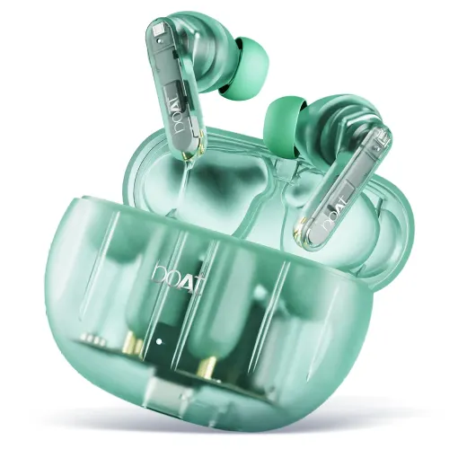 boAt Airdopes 191 ANC Wireless Earbuds with Upto 60 Hours Playback, ASAPâ?Charge, Quad Mics ENxâ?Tech, BEASTâ?Mode (Pellucid Green)