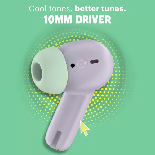 Noise Pop True Wireless Earbuds with 50 hours of playback, 10mm Drivers, Quad Mic with ENC (Lilac Pop) 6 Noise Pop True Wireless Earbuds with 50 hours of playback, 10mm Drivers, Quad Mic with ENC (Lilac Pop)