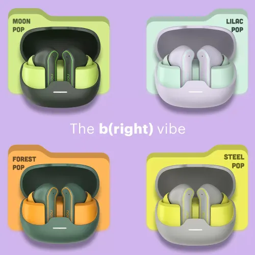 Noise Pop True Wireless Earbuds with 50 hours of playback, 10mm Drivers, Quad Mic with ENC (Moon Pop) 3 Noise Pop True Wireless Earbuds with 50 hours of playback, 10mm Drivers, Quad Mic with ENC (Moon Pop)
