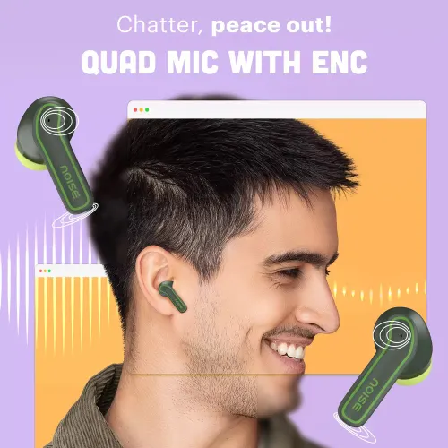 Noise Pop True Wireless Earbuds with 50 hours of playback, 10mm Drivers, Quad Mic with ENC (Moon Pop) 5 Noise Pop True Wireless Earbuds with 50 hours of playback, 10mm Drivers, Quad Mic with ENC (Moon Pop)