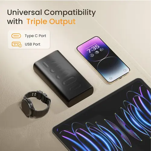Ambrane Stylo 20000 mAh Fast Charging Powerbank With Triple Output, Stylish Design (Black) 6 Ambrane Stylo 20000 mAh Fast Charging Powerbank With Triple Output, Stylish Design (Black)