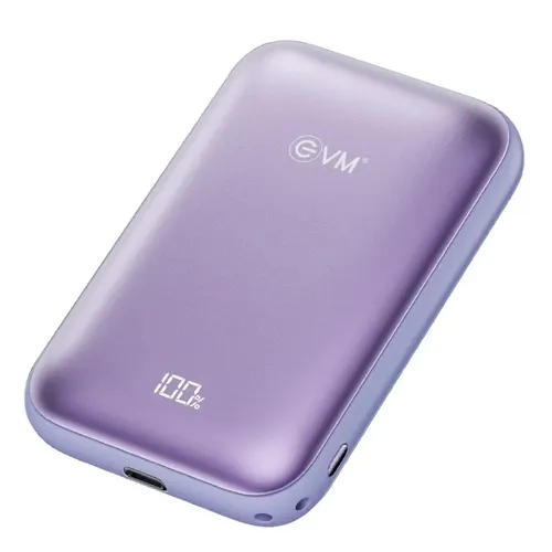 EVM EnMag 15 MagSafe Power Bank EVM-P0410 | 10000mAh | 15W Wireless Charging | 22.5W PD Fast Charging | LED Display (Purple)