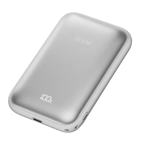 EVM EnMag 15 MagSafe Power Bank EVM-P0410 | 10000mAh | 15W Wireless Charging | 22.5W PD Fast Charging | LED Display (Silver)