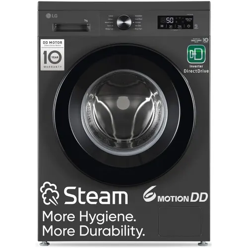 LG 7 Kg 5 Star Fully Automatic Front Load Washing Machine with Inverter Direct Drive | Steam | Touch Control (FHB1207Z2M, Middle Black)