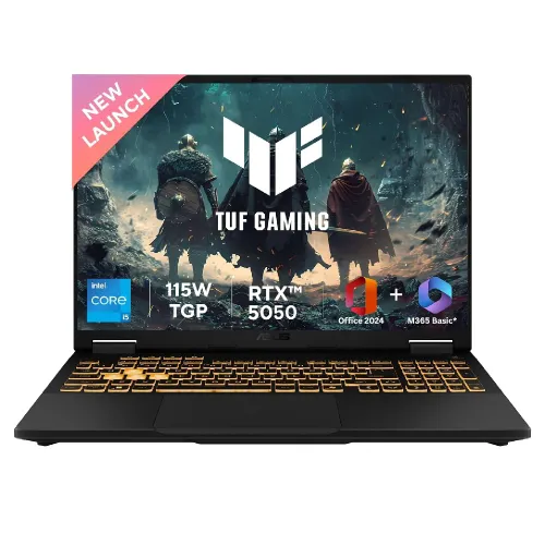 ASUS TUF F16 Gaming Laptop (13th Gen Intel Core i5-13450HX/ 16GB DDR5 RAM/ 1TB SSD/ 16 Inch (40.64 cm) FHD+ Display/ NVIDIA RTX 5050 8GB Graphics/ Windows 11/ MS-Office) FX608JH-RV057WS