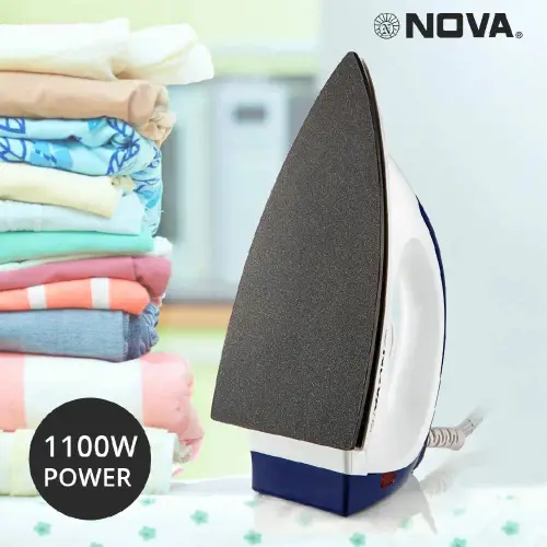 Nova Plus Dry Iron with Non stick Soleplate, Temperature Control, Swivel Cord, 1100 Watts (Ni 30)