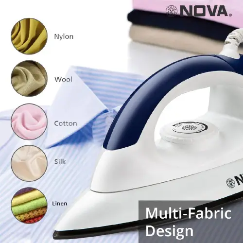 Nova Plus Dry Iron with Non stick Soleplate, Temperature Control, Swivel Cord, 1100 Watts (Ni 30) 4 Nova Plus Dry Iron with Non stick Soleplate, Temperature Control, Swivel Cord, 1100 Watts (Ni 30)