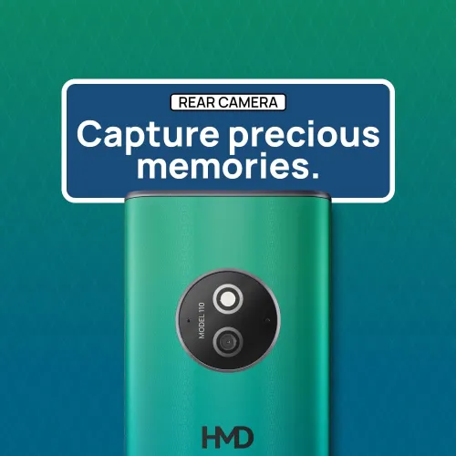 HMD 110 Keypad Phone with Built-in Scan & Pay UPI App, Rear Camera, Long-Lasting Battery, Wireless FM Radio (Green)