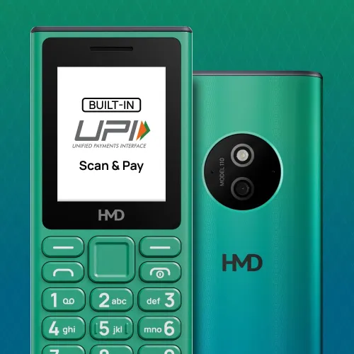 HMD 110 Keypad Phone with Built-in Scan & Pay UPI App, Rear Camera, Long-Lasting Battery, Wireless FM Radio (Green)