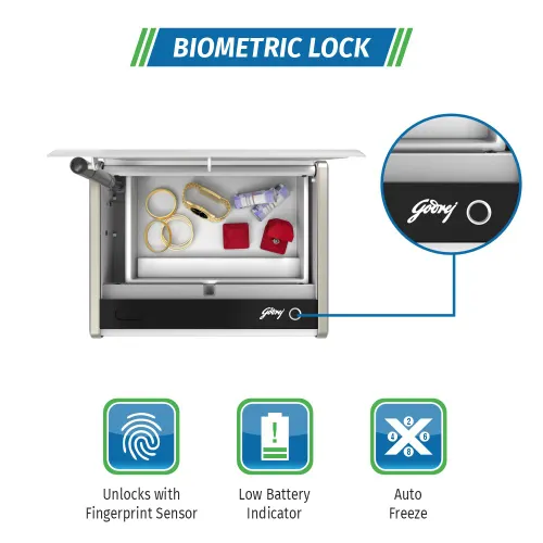 Godrej Verge PL2L Bio with Master Password, Automatic Freeze, Low Battery Indicator (White) 5 Godrej Verge PL2L Bio with Master Password, Automatic Freeze, Low Battery Indicator (White)