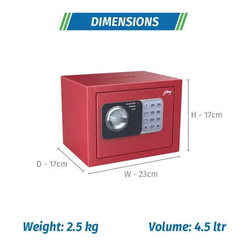 Godrej Dream Box GS4.5L EL Red Digital Locker with Master Password, Automatic Freeze, Low Battery Indicator (Red) 8 Godrej Dream Box GS4.5L EL Red Digital Locker with Master Password, Automatic Freeze, Low Battery Indicator (Red)