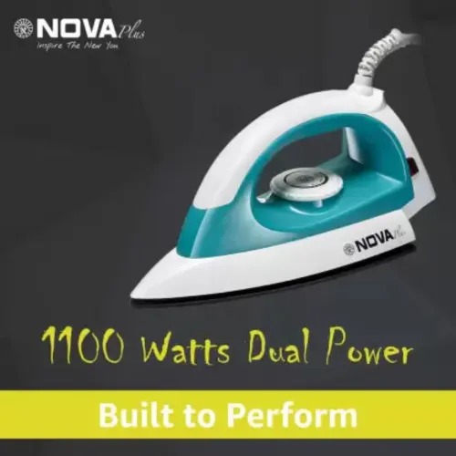 Nova Plus Dry Iron with Over Heat Protection, Non-Stick Soleplate, Multi Fabric Section, Swivel Cord (Ni 20)