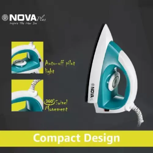 Nova Plus Dry Iron with Over Heat Protection, Non-Stick Soleplate, Multi Fabric Section, Swivel Cord (Ni 20) 4 Nova Plus Dry Iron with Over Heat Protection, Non-Stick Soleplate, Multi Fabric Section, Swivel Cord (Ni 20)