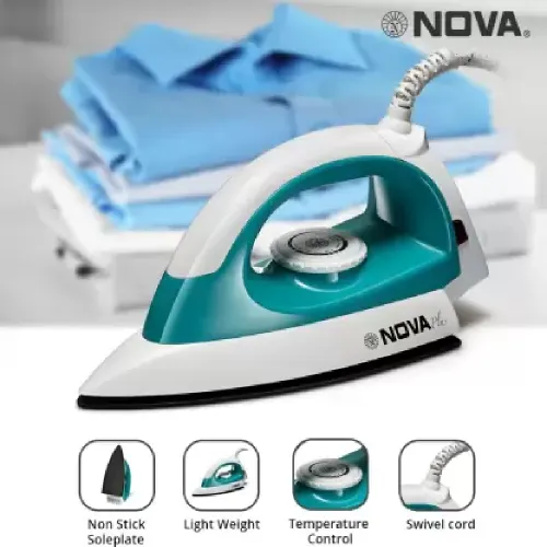 Nova Plus Dry Iron with Over Heat Protection, Non-Stick Soleplate, Multi Fabric Section, Swivel Cord (Ni 20) 6 Nova Plus Dry Iron with Over Heat Protection, Non-Stick Soleplate, Multi Fabric Section, Swivel Cord (Ni 20)