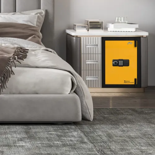 Godrej Rhino Advanced 79L Digital Home Locker with Master Password, Automatic Freeze, Internal Lighting (Yellow)