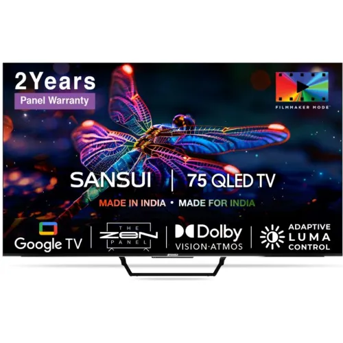 Sansui 190 cm (75 Inches) 4K Ultra HD QLED Smart Google TV â?Bezel-less Design, Dolby Vision & Atmos, DTS Studio Sound â?JSW75GSQLED