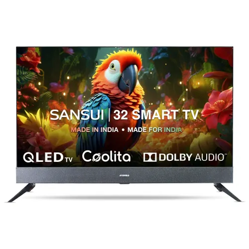 SANSUI 80 cm (32 inch) HD Smart QLED TV | Coolita OS | Dolby Audio | Bezel-Less Design | A+ Display | HDMI & USB Ports | Screen Sharing (JSS32CSQLED)