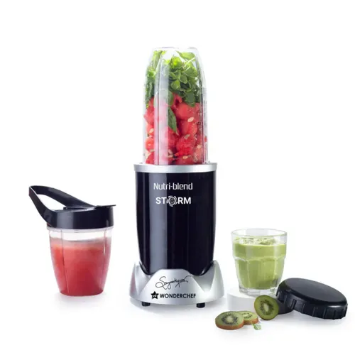 Wonderchef Nutri-Blend Storm 1200W with 3 Jars | Sharp 6-wing Stainless Steel Blades, 22000 RPM | Sipper Attachment (Black)