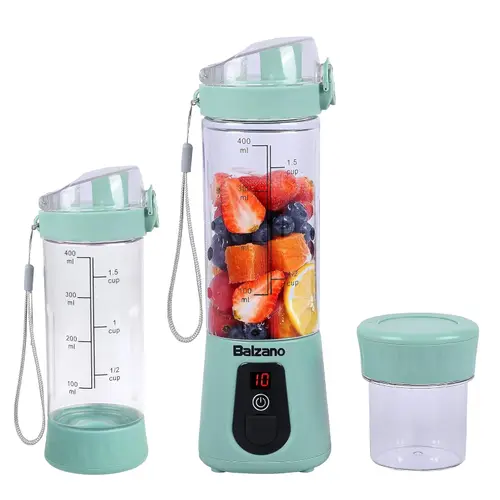 Balzano 400W Portable Blender Wireless Travel Juicer for Smoothie and Juices, Crush Ice, Baby Food Blender, Smoothie Blender, (Green)