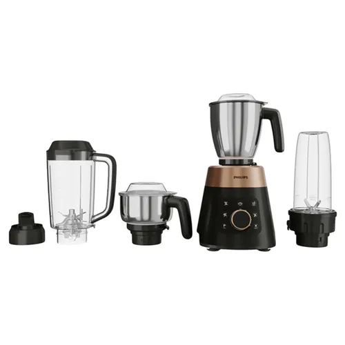 Philips 1000 Watt Mixer Grinder with 4 Jars and 5 Preset Modes (HL7778/00, Metallic Gold and Bold Black)
