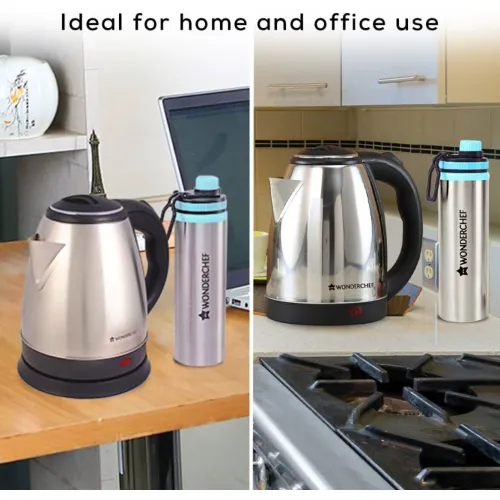 Wonderchef Crescent Electric Kettle 1.8 L and Sippy Stainless Steel 750 ml Bottle (Silver, Combo) 4 Wonderchef Crescent Electric Kettle 1.8 L and Sippy Stainless Steel 750 ml Bottle (Silver, Combo)