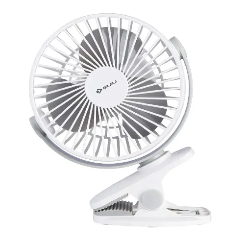 Bajaj Mini Portable Fan with 3 Speed Setting, Button Control, Free Standing (White, PYGMY MINI 110 MM WHITE)