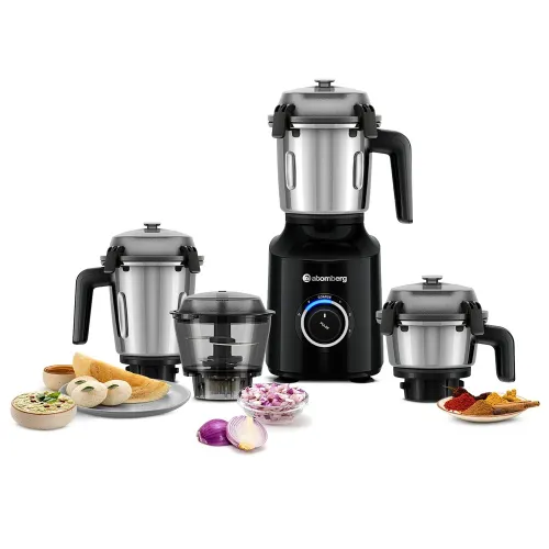 Atomberg Zenova Mixer Grinder with 4 Jars/ Advanced Safety Features/ Unique Coarse Mode/ Hands Free Operation (Black)