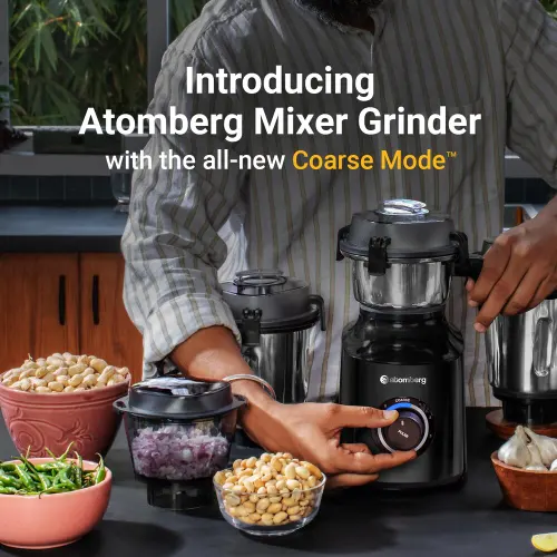 Atomberg Zenova Mixer Grinder with 4 Jars/ Advanced Safety Features/ Unique Coarse Mode/ Hands Free Operation (Black)