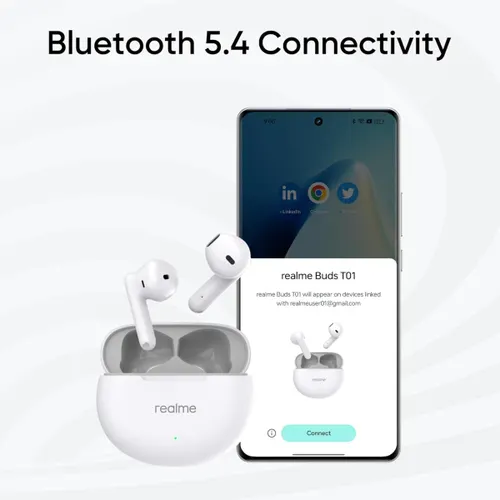realme Buds T01 TWS Earbuds with 13mm Dynamic Driver, Upto 28 Hours Playback, AI ENC for Calls (White) 4 realme Buds T01 TWS Earbuds with 13mm Dynamic Driver, Upto 28 Hours Playback, AI ENC for Calls (White)