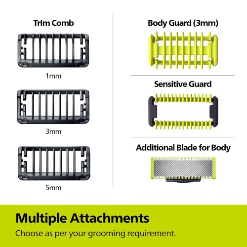 Philips One Blade Grooming Kit with Dual Protection Technology, Charcoal Grey (QP1624/10) 2 Philips One Blade Grooming Kit with Dual Protection Technology, Charcoal Grey (QP1624/10)