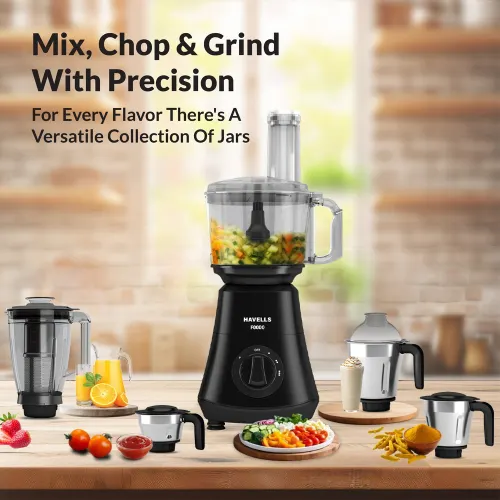 Havells Foodo 750 W Food Processor with 5 Jar, Razor sharp blades for multipurpose use, (Black) 3 Havells Foodo 750 W Food Processor with 5 Jar, Razor sharp blades for multipurpose use, (Black)