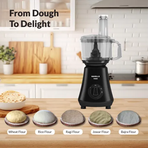 Havells Foodo 750 W Food Processor with 5 Jar, Razor sharp blades for multipurpose use, (Black) 5 Havells Foodo 750 W Food Processor with 5 Jar, Razor sharp blades for multipurpose use, (Black)