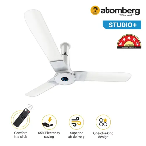 Atomberg Studio Plus 1200 mm BLDC Ceiling Fan with Remote Control & LED Indicators | Marble White 2 Atomberg Studio Plus 1200 mm BLDC Ceiling Fan with Remote Control & LED Indicators | Marble White