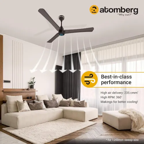 Atomberg Renesa Plus 1200 mm BLDC Ceiling Fan with Remote Control & LED Indicators | Earth Brown 4 Atomberg Renesa Plus 1200 mm BLDC Ceiling Fan with Remote Control & LED Indicators | Earth Brown