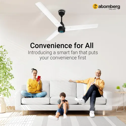 Atomberg Renesa Smart 1200 mm BLDC Ceiling Fan with IoT, Remote Control & LED Indicators | White & Black