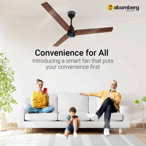 Atomberg Renesa Smart 1200 mm BLDC Ceiling Fan with IoT, Remote Control & LED Indicators | Brown & Black