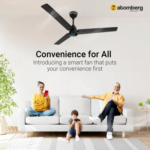 Atomberg Renesa Smart 1200 mm BLDC Ceiling Fan with IoT, Remote Control & LED Indicators | Black