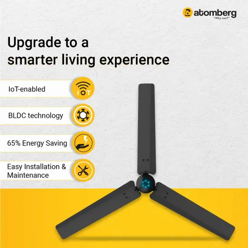 Atomberg Renesa Smart 1200 mm BLDC Ceiling Fan with IoT, Remote Control & LED Indicators | Black 7 Atomberg Renesa Smart 1200 mm BLDC Ceiling Fan with IoT, Remote Control & LED Indicators | Black
