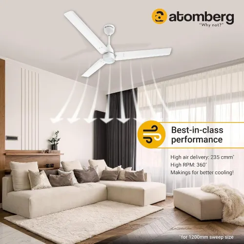 Atomberg Renesa 1200 mm BLDC Ceiling Fan with Remote Control & LED Indicators | White