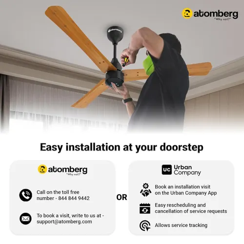 Atomberg Renesa 1200 mm BLDC Ceiling Fan with Remote Control & LED Indicators | Brown and Black