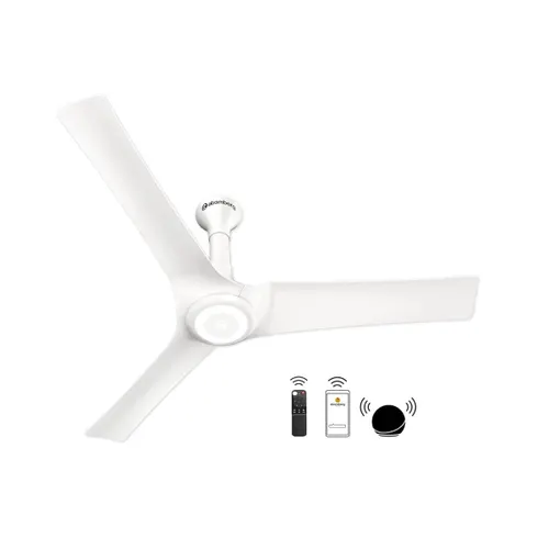 Atomberg Aris Starlight 1200 mm BLDC Ceiling Fan with IoT, Remote Control & Underlight LED with 3 Colour Options | Marble White